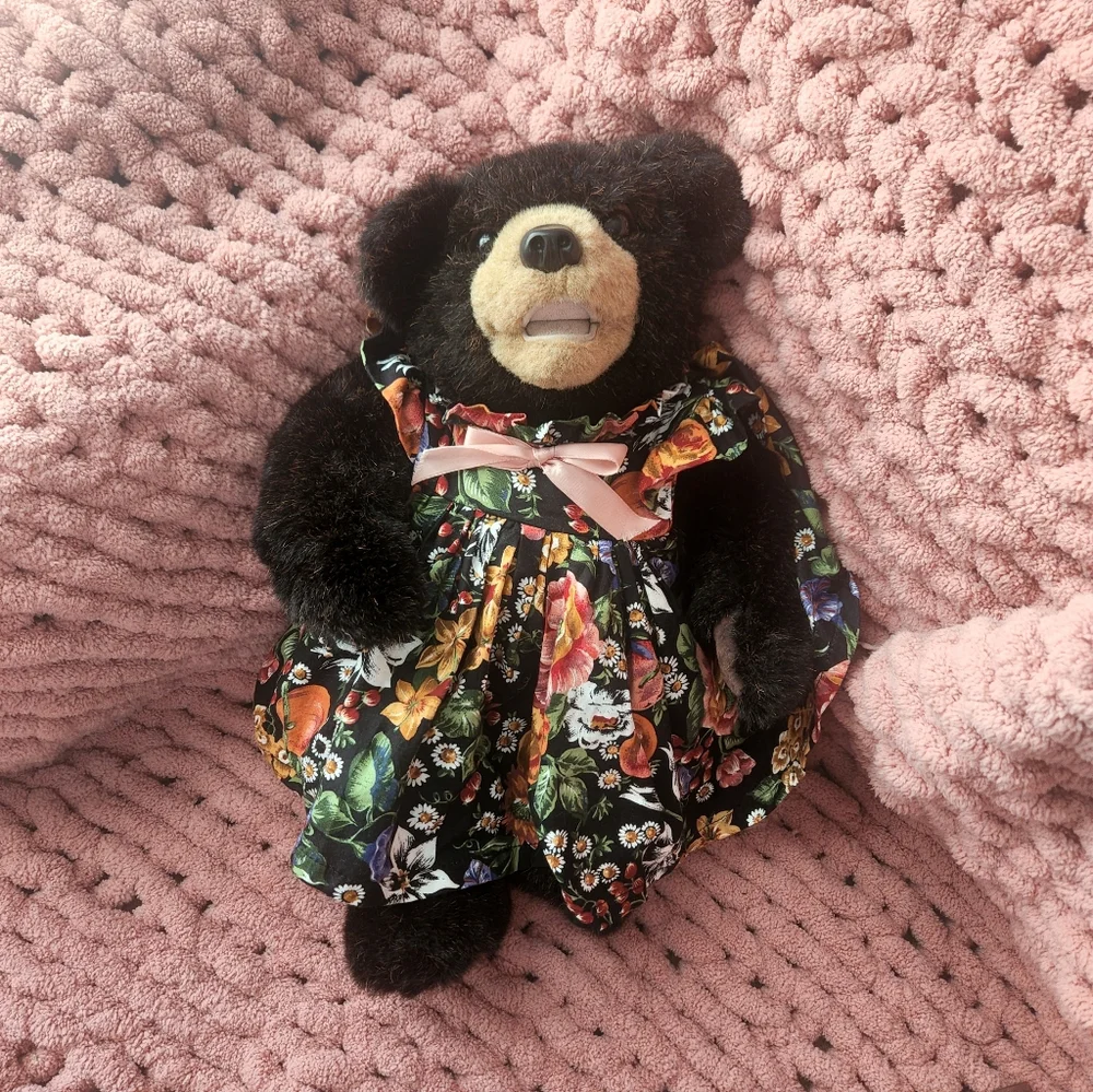 Floral Dress Teddy Bear Vintage